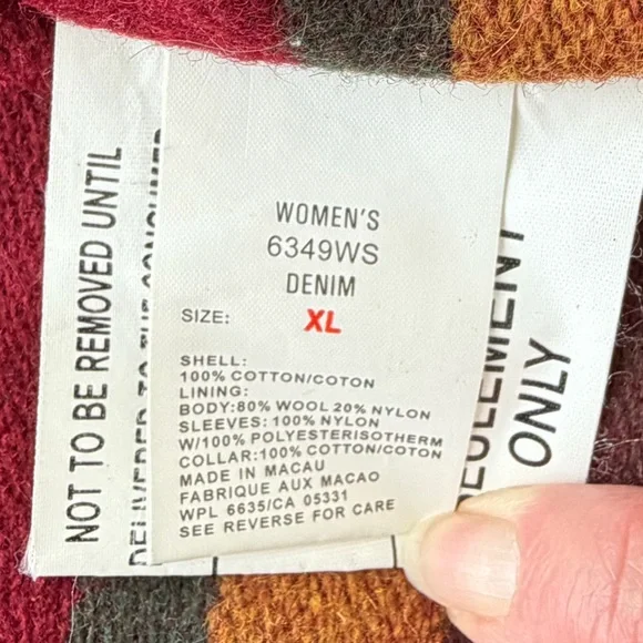 EUC Woolrich Women’s Denim Wool Blanket Lined Chore Barn Coat Jacket Sz XL - Picture 7 of 10